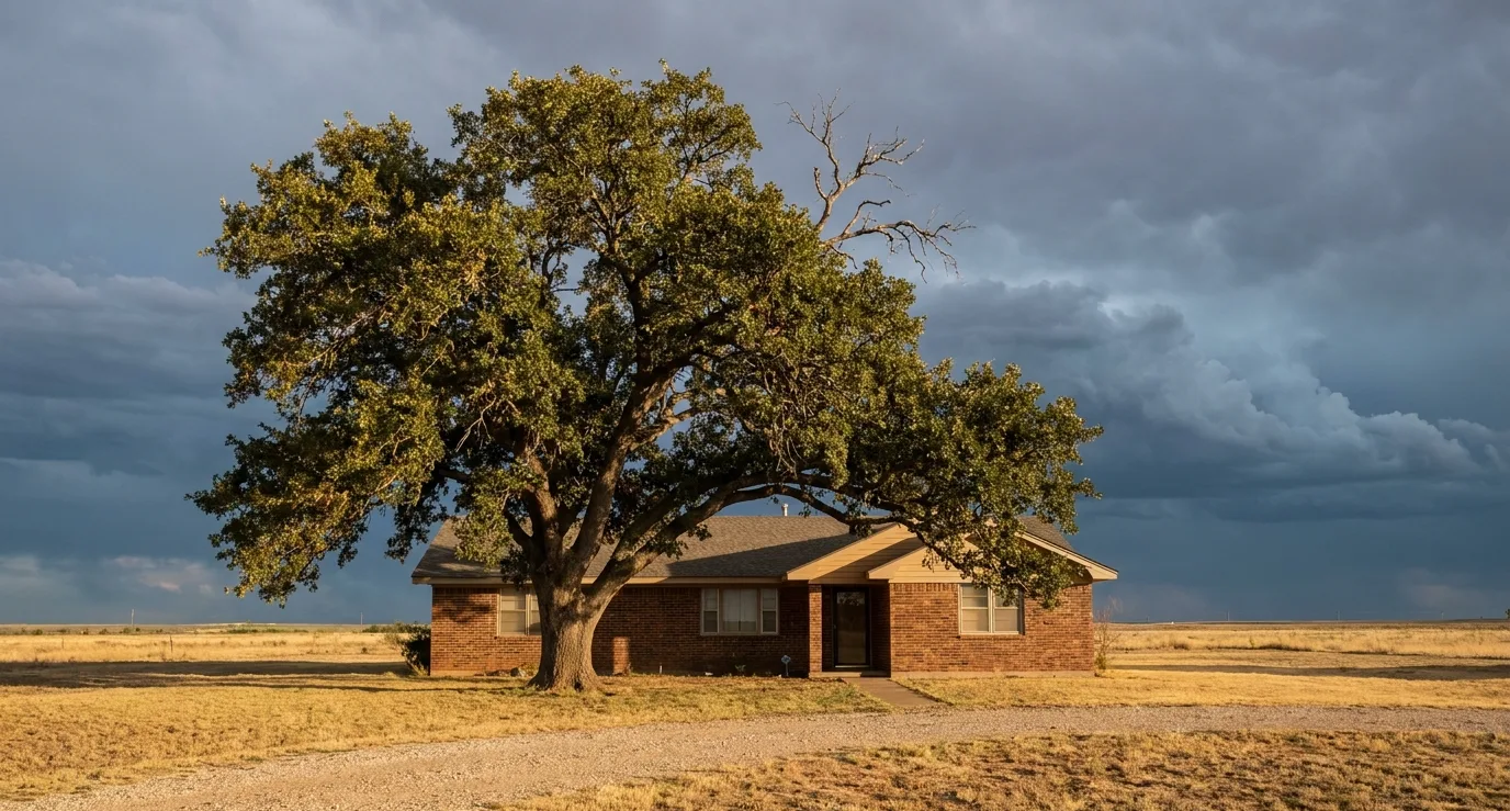 large tree before storm season west texas home