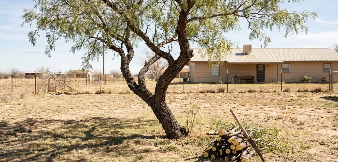 mesquite tree shaping west texas yard